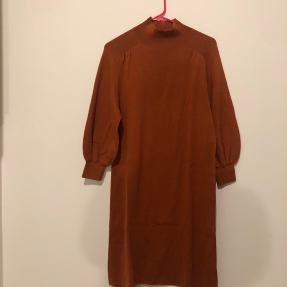Maeve Anthropologie Midi Sweater Dress Womens Medium Orange Rust Tunic - Picture 2 of 10